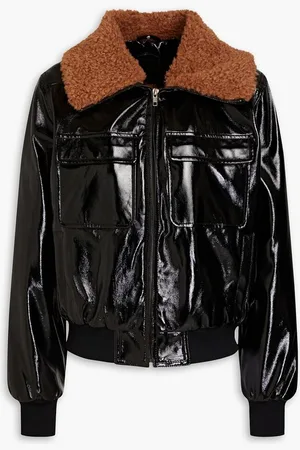 Mother Faux patent-leather bomber jacket