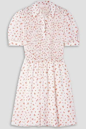 See by Chloé Winona shirred printed georgette mini dress