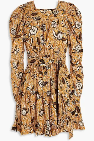 ULLA JOHNSON Nailah floral-print cotton-blend mini dress - Yellow
