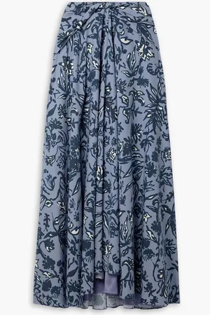 Altuzarra Pythia twist-front floral-print cotton-blend poplin maxi skirt - Blue