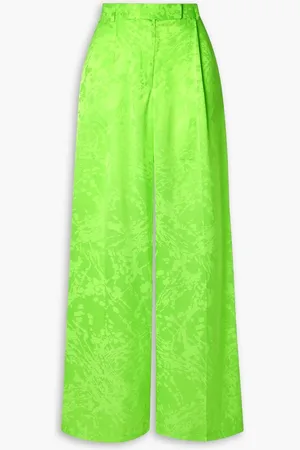 Christopher John Rogers Satin-jacquard wide-leg pants - Green