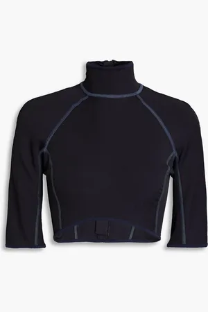 Jacquemus Tuba cropped jersey turtleneck top - Blue