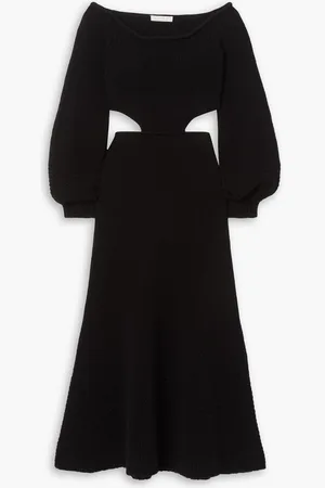 Chloé Off-the-shoulder cutout wool and cashmere-blend midi dress