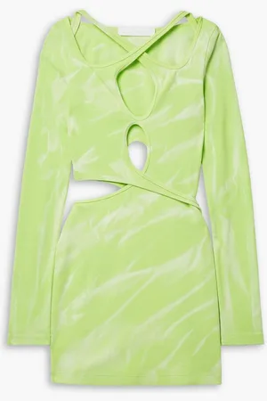 DION LEE Interlink cutout tie-dyed stretch-cotton mini dress - Green