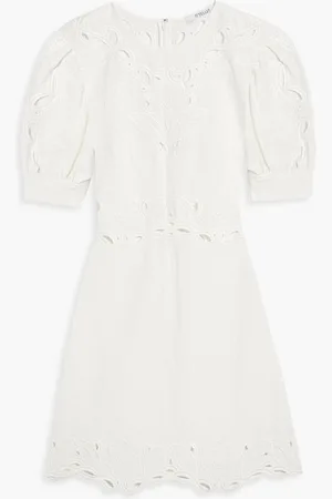 Derek Lam Everett broderie anglaise linen and cotton-blend mini dress - White