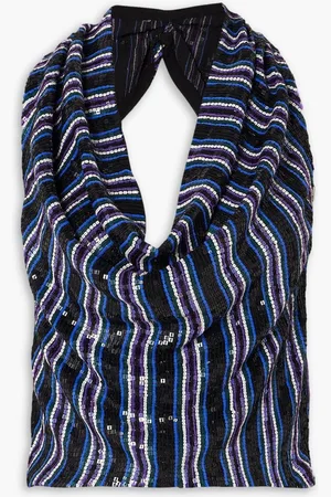 ASHISH Draped sequined georgette halterneck top