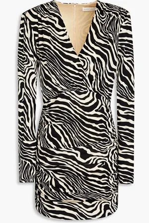 RONNY KOBO Mariana wrap-effect ruched zebra-print jersey mini dress