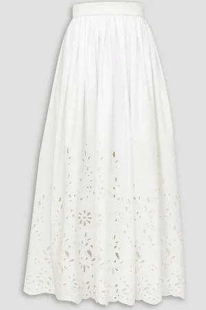 Chloé Broderie anglaise cotton-poplin midi skirt