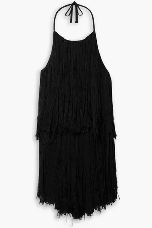 Altuzarra Delphinia fringed open-knit cotton and silk-blend halterneck sweater