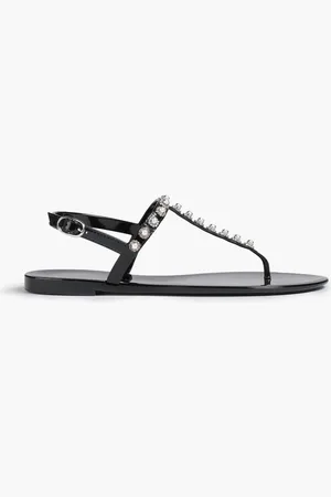Stuart Weitzman Goldie embellished PVC slingback sandals