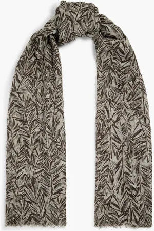 Brunello Cucinelli Printed linen-gauze scarf - Green