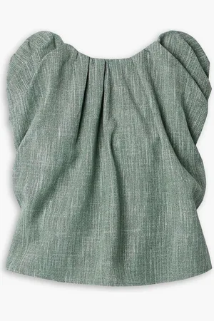 CO Strapless gathered wool-blend top - Green