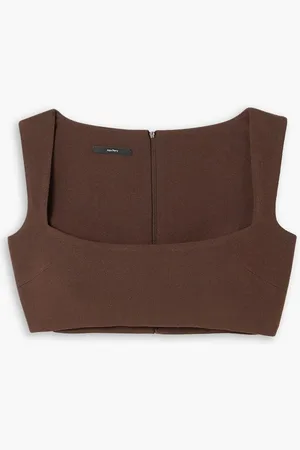 ALEX PERRY Rae cropped crepe top - Brown
