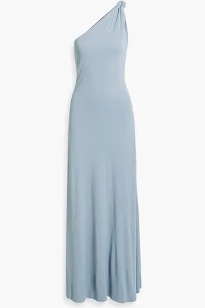 BITE Point one-shoulder knotted jersey maxi dress - Blue