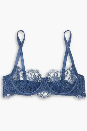Coco De Mer Hera satin-trimmed Leavers lace underwired balconette bra