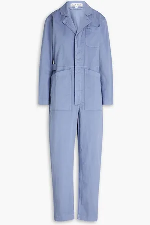 ALEX MILL Standard cropped stretch-cotton jumpsuit - Blue
