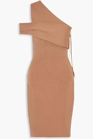 AZ FACTORY MyBody one-shoulder stretch-knit mini dress - Neutral