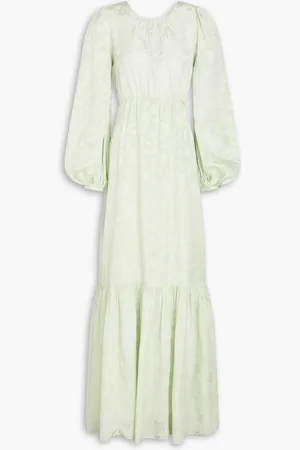 by Ti Mo Cutout satin-jacquard maxi dress - Green