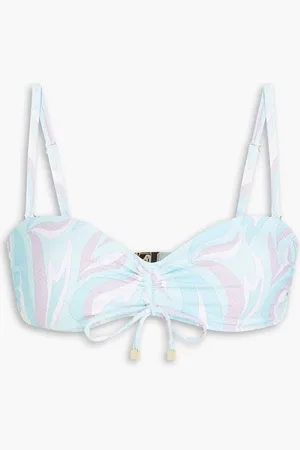 Heidi Klein Florence printed stretch-piqué underwired bikini top - Blue