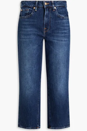 7 for all Mankind Modern croppped high-rise straight-leg jeans - Blue
