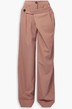Peter Do Layered asymmetric pleated twill straight-leg pants - Pink
