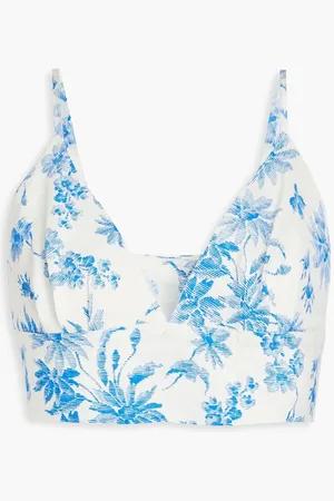 Sandro Floral-print linen-blend bra top