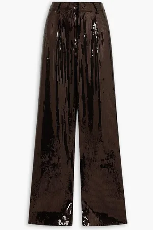Retrofete Trinity sequined crepe wide-leg pants - Brown