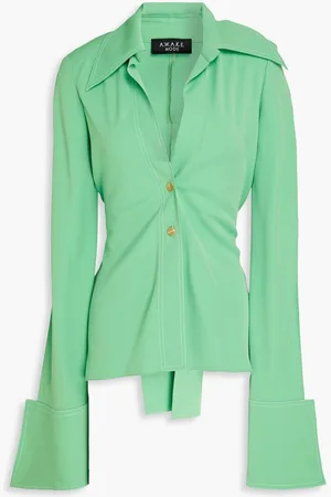 A.W.A.K.E. MODE Tie-back crepe shirt - Green