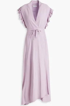 Les Héroïnes by Vanessa Cocchiaro Gladys textured-crepe midi wrap dress - Purple