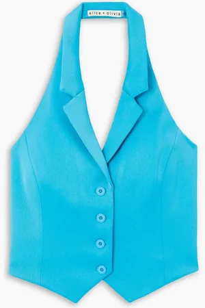 ALICE+OLIVIA Alice Olivia - Donna satin-crepe halterneck vest - Blue