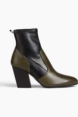 Hogan Leather-trimmed faux stretch-leather ankle boots - Green