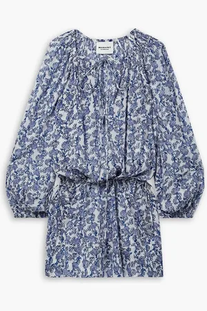 Marant Etoile Parsley floral-print cotton-voile mini dress - Blue