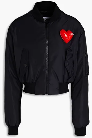 Moschino Cropped appliquéd shell bomber jacket