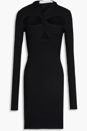 Serafini Cutout twisted ribbed-knit mini dress