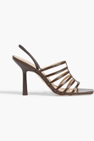 VERONICA BEARD Aldridge snake-effect leather slingback sandals - Brown