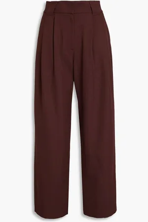 REJINA PYO Freya pleated wool-blend twill wide-leg pants - Burgundy