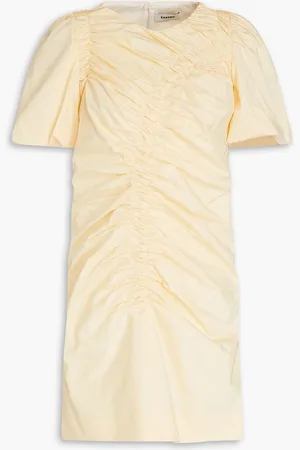 Sandro Ruched cotton-blend poplin mini dress - Yellow