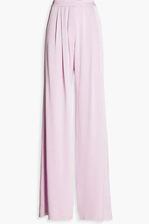 ALEX PERRY Pleated satin-crepe wide-leg pants - Purple