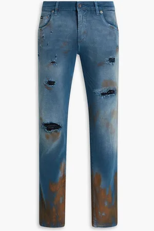 Dolce & Gabbana Slim-fit distressed denim jeans - Blue