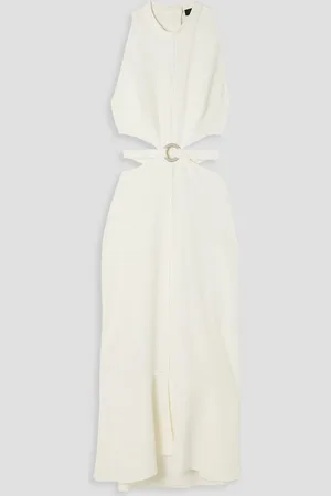 Proenza Schouler Embellished cutout stretch-cady midi dress - White