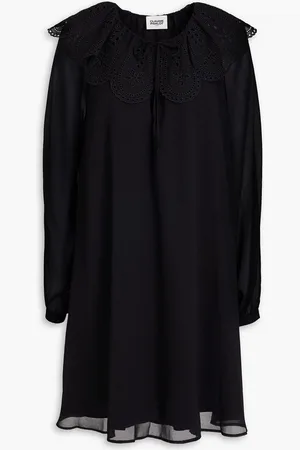 Claudie Pierlot Broderie anglaise-trimmed georgette mini dress