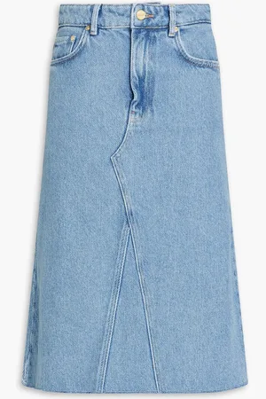 Ganni Frayed denim skirt - Blue
