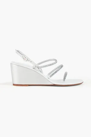Ancient Greek Sandals Effie crystal-embellished metallic leather wedge sandals - Metallic