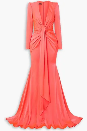 ALEX PERRY Quinn tie-front satin-crepe gown - Orange
