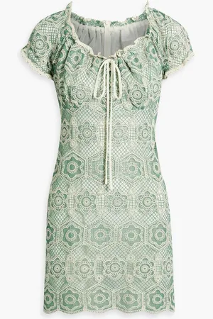 Anna Sui Cotton-blend crocheted lace mini dress - Green