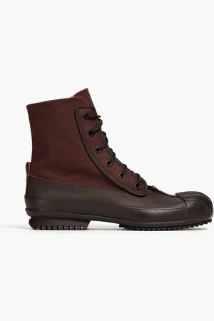 Maison Margiela Leather-trimmed canvas boots - Brown