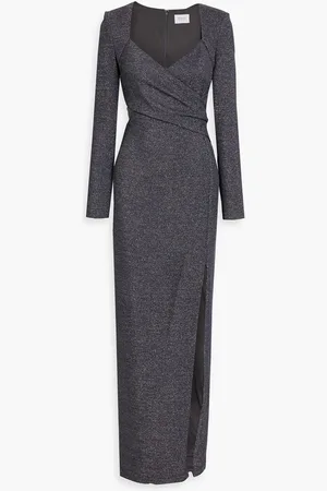 ONE33 SOCIAL Wrap-effect metallic jersey gown - Gray