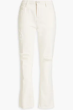 Frame The Low Boot distressed mid-rise bootcut jeans - White