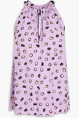 Diane von Furstenberg Lilia cutout printed crepe top - Purple
