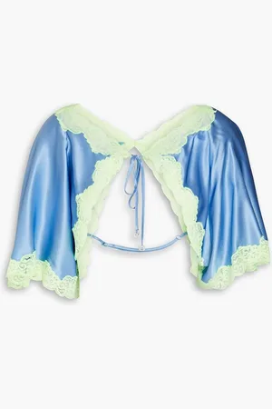 Alexander Wang Lace-trimmed silk-satin shrug - Blue